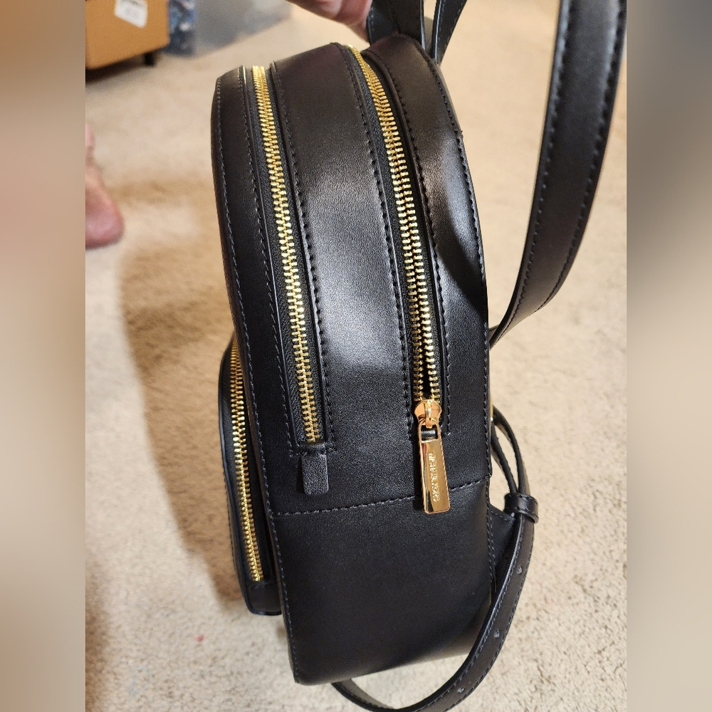 Michael Kors Black Pebbled Leather Backpack Gold Hardware NWT $498 - Picture 9 of 13